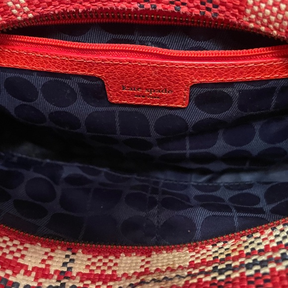 Kate Spade Bow front Plaid Medium Satchel/Handbag Red/Cream/Navy - Picture 6 of 11